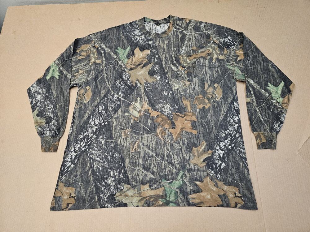 VTG Mossy Oak T-Shirt Men 3XL Camouflage Break Up Long Sleeve Hunting Cotton